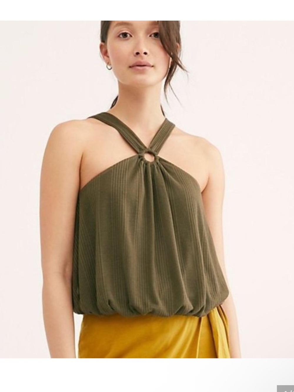SOLD❌ 
 Just A Fling Ring Top crop tank olive green